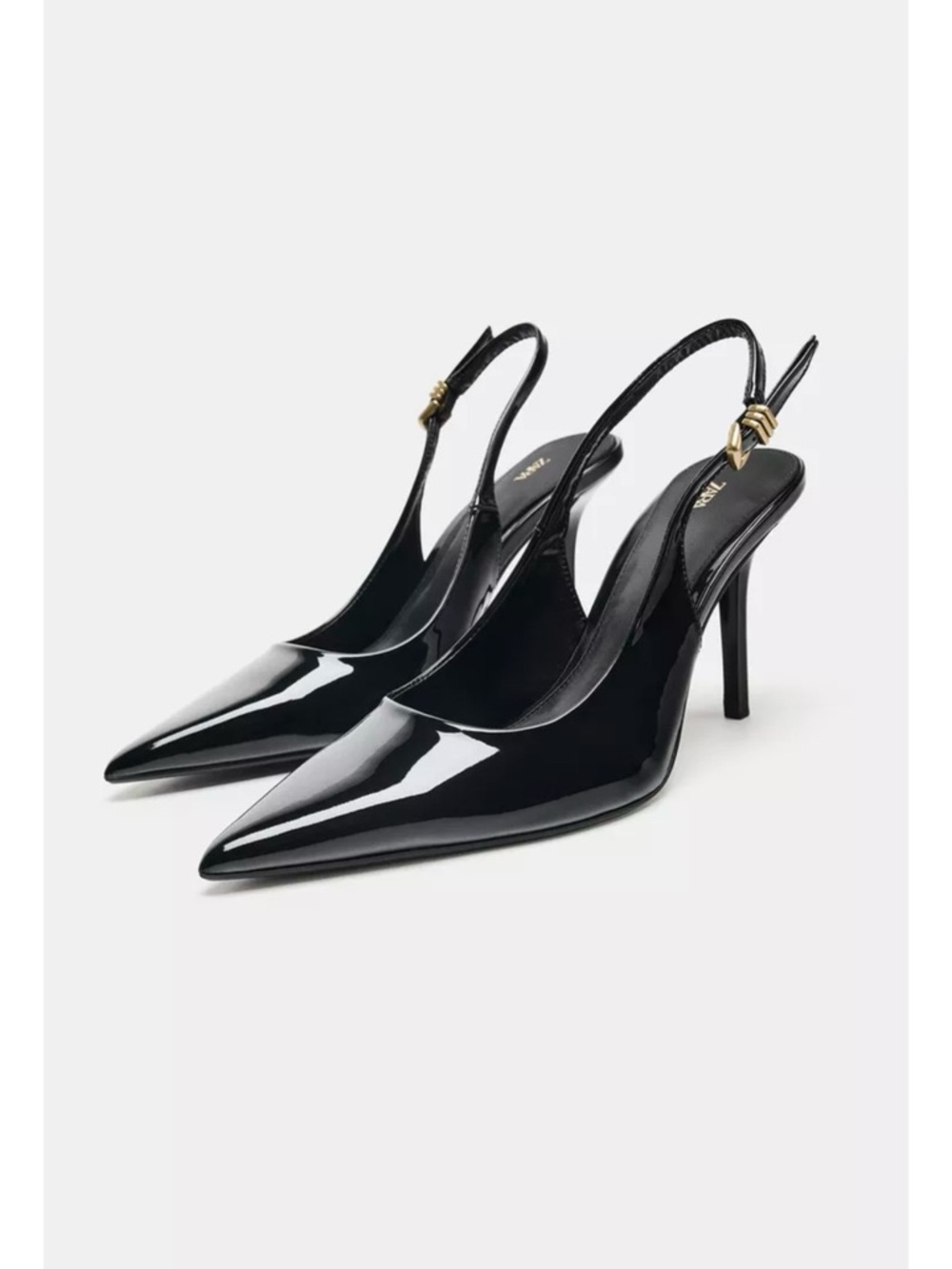 Zara Black Patent Slingback Pointed-Toe Stiletto - Picture 2 of 5